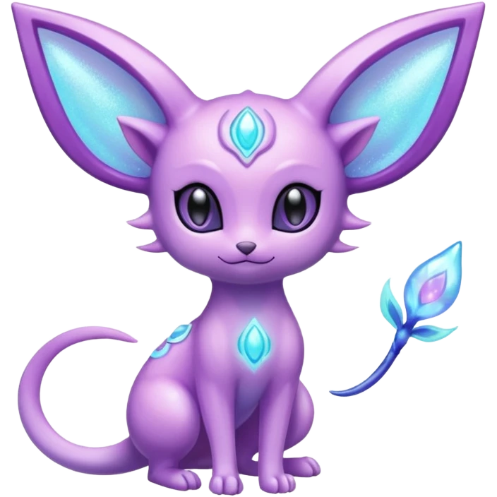 Shiny Sparkly Bioluminescent Glowing Espeon-Lumineon-Skitty-Amaura-Dragonair-Fakémon-hybrid-creature (full body)  emoji
