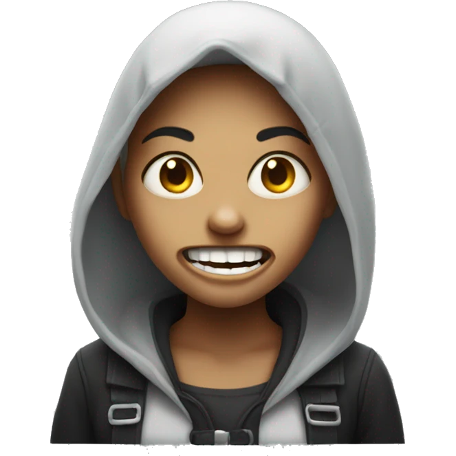 scary girl with a scary smile  emoji