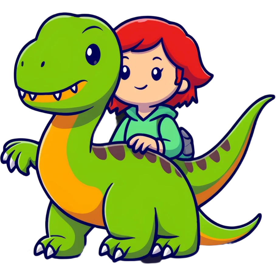 Red-haired girl with a dinosaur tail and animal paws instead of hands and feet emoji