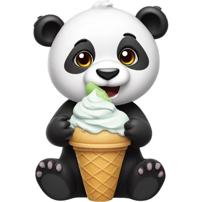 Panda eating ice cream emoji