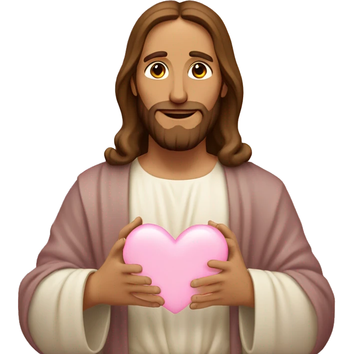 Jesus making light pink heart with hands emoji
