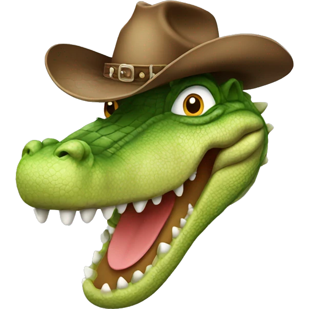 Crocodile riding a back, wearing a cowboy hat  emoji