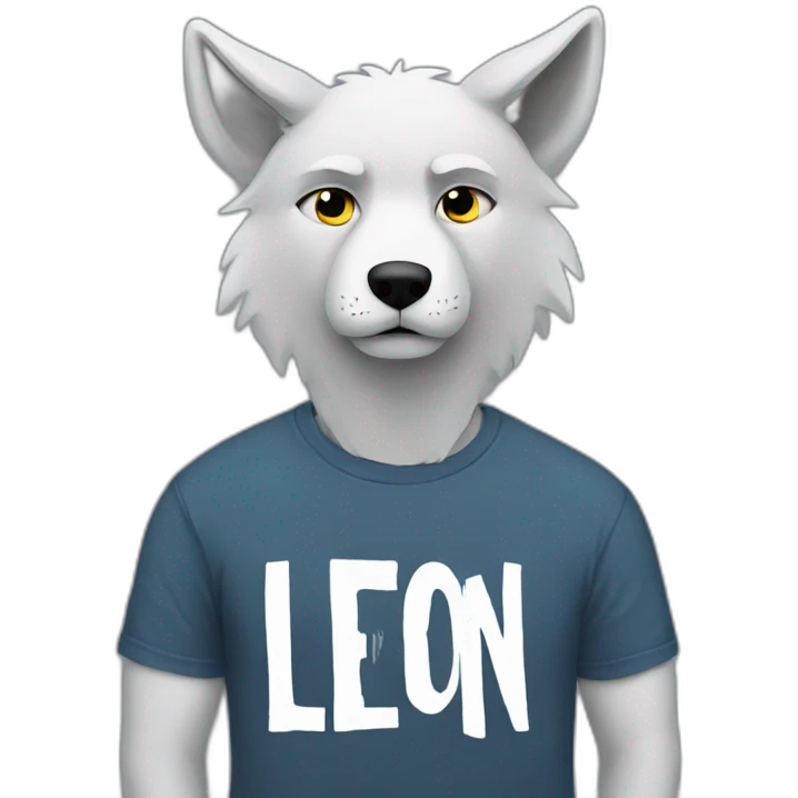 Lonely wolf with a T-shirt that says Leon emoji