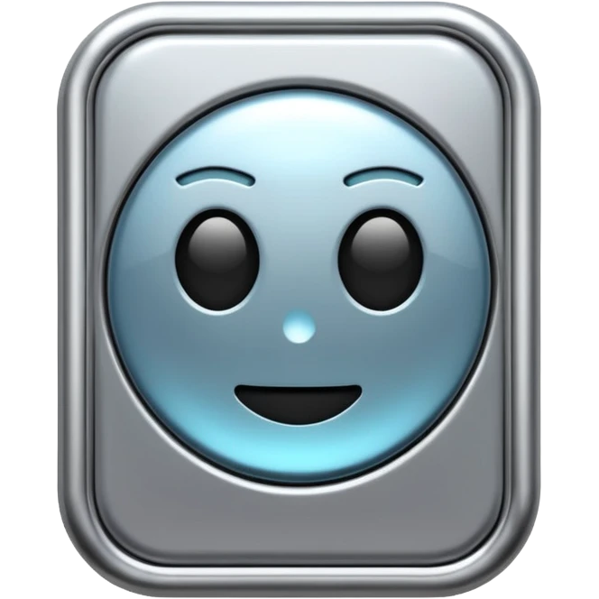 A futuristic microchip emoji made of polished silver chrome, minimal circuit details, smooth metallic surface, soft lighting, iOS emoji style, centered, clean white background emoji
