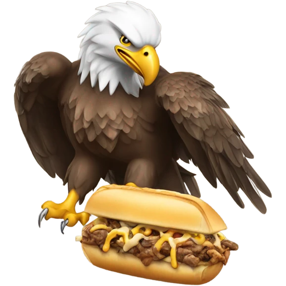 Eagle holding a cheesesteak trophy emoji
