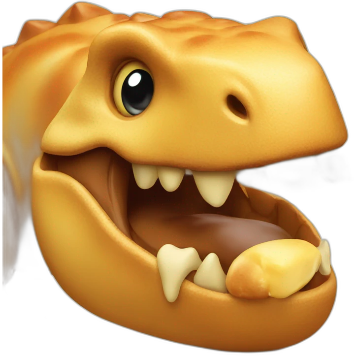dinosaur with a brioche emoji