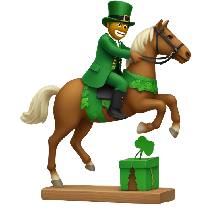 Leprechaun riding a dala horse emoji