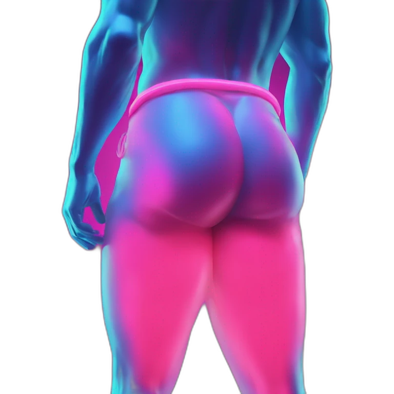 Juicy booty neon sign style man emoji