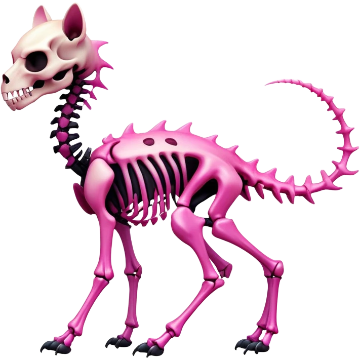 A black and pink gradient epic shiny cool edgy skeletal animal, full body emoji
