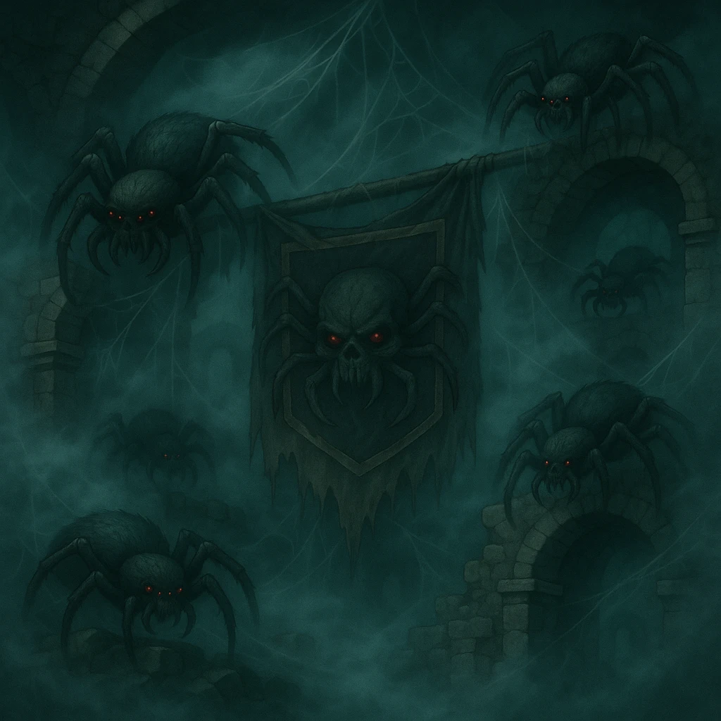 Add thick fog and swirling mist throughout the scene to enhance the creepy atmosphere, keep all other details unchanged. emoji