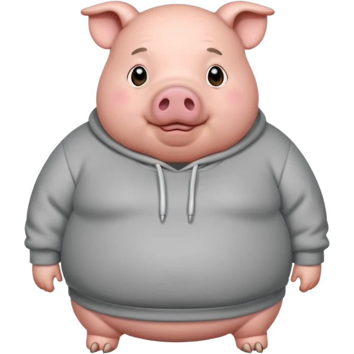 a fat pig with grey sweatshirt on\ emoji