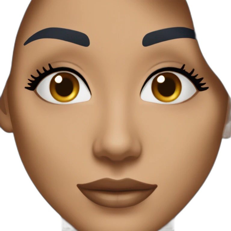 Beautiful woman with long dark brown hair, big almond shape brown eyes wirh long eyelashes, pretty smile with medium full lips, defined jawline, medium size nose, wearing a navy power suit  emoji