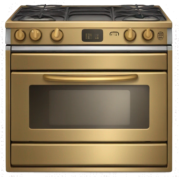 Realistic metallic gold stove top oven. emoji