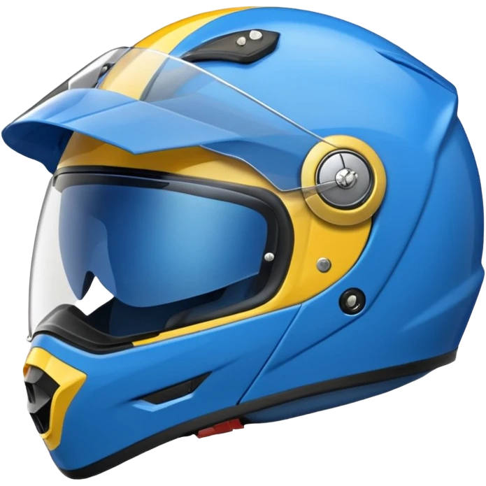 emoji capacete de moto azul (use a cor no HEX/HTML #1440FF) e com detalhes amarelo (use a cor no HEX/HTML #FFA814), com maior predominância no azul  emoji