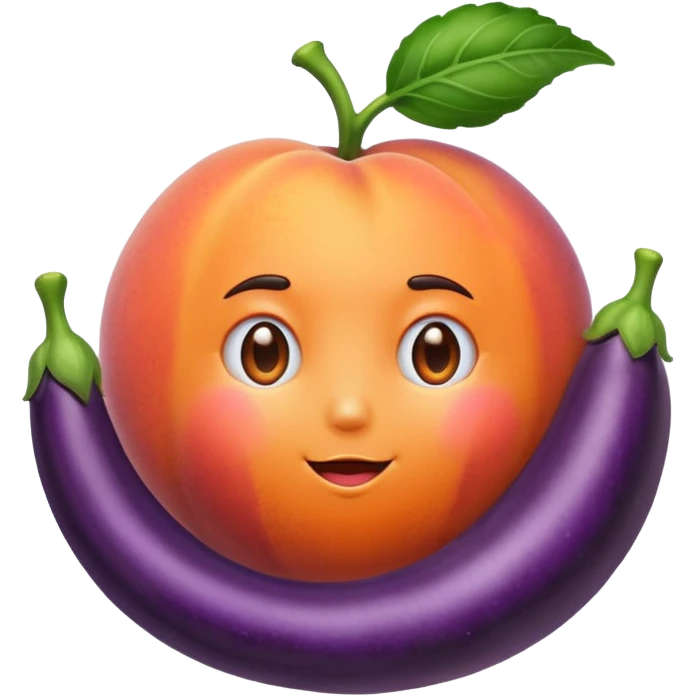 Peach sit on eggplant emoji