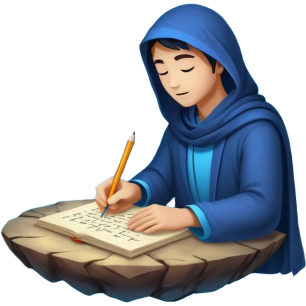 human mystic writing formulas on glowing moon surface emoji