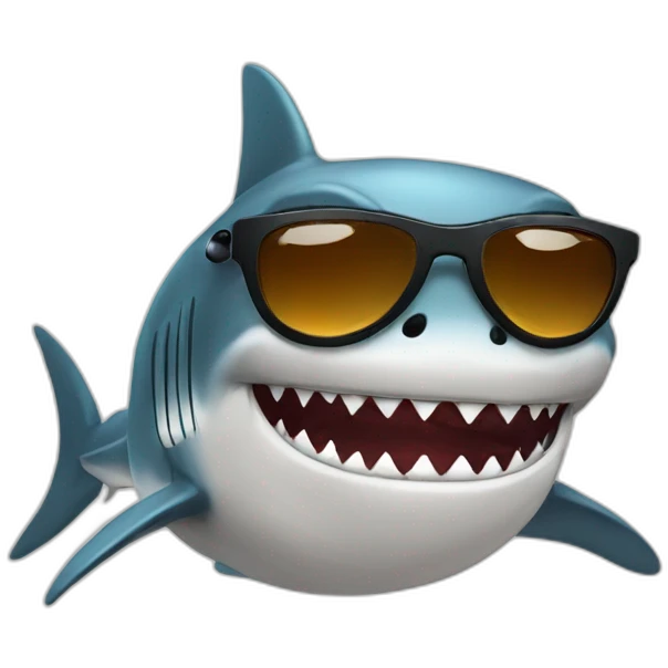 Cute shark with mafia sunglasses,  emoji