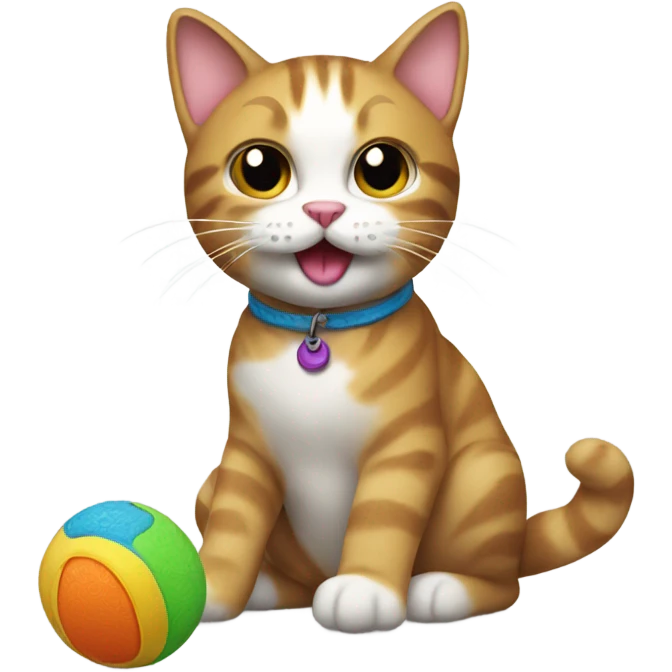 Cat playing with a toy emoji