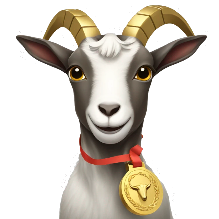 Goat with a gold medal emoji