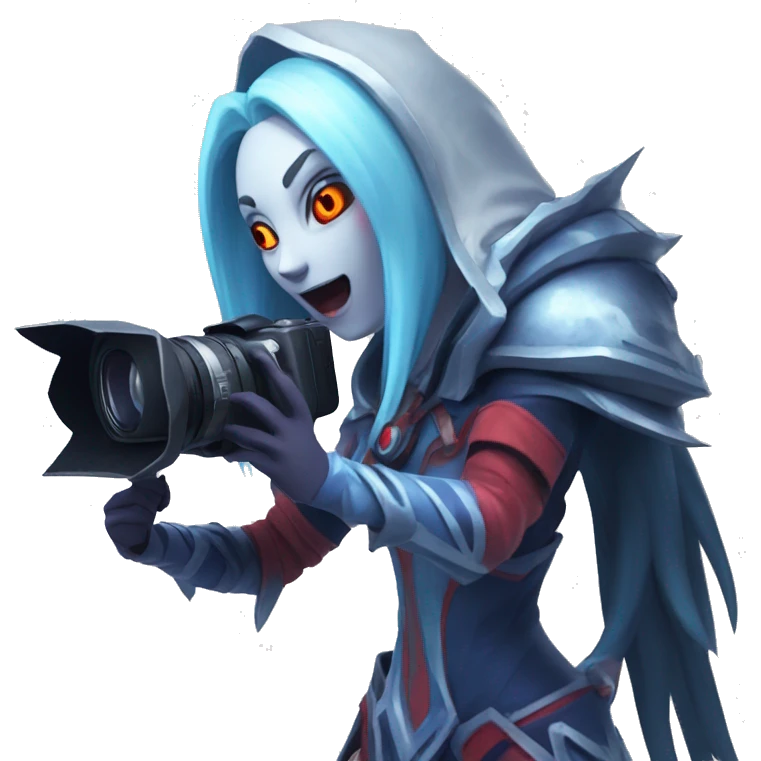 Vengeful Spirit from dota 2 holding a video camera emoji