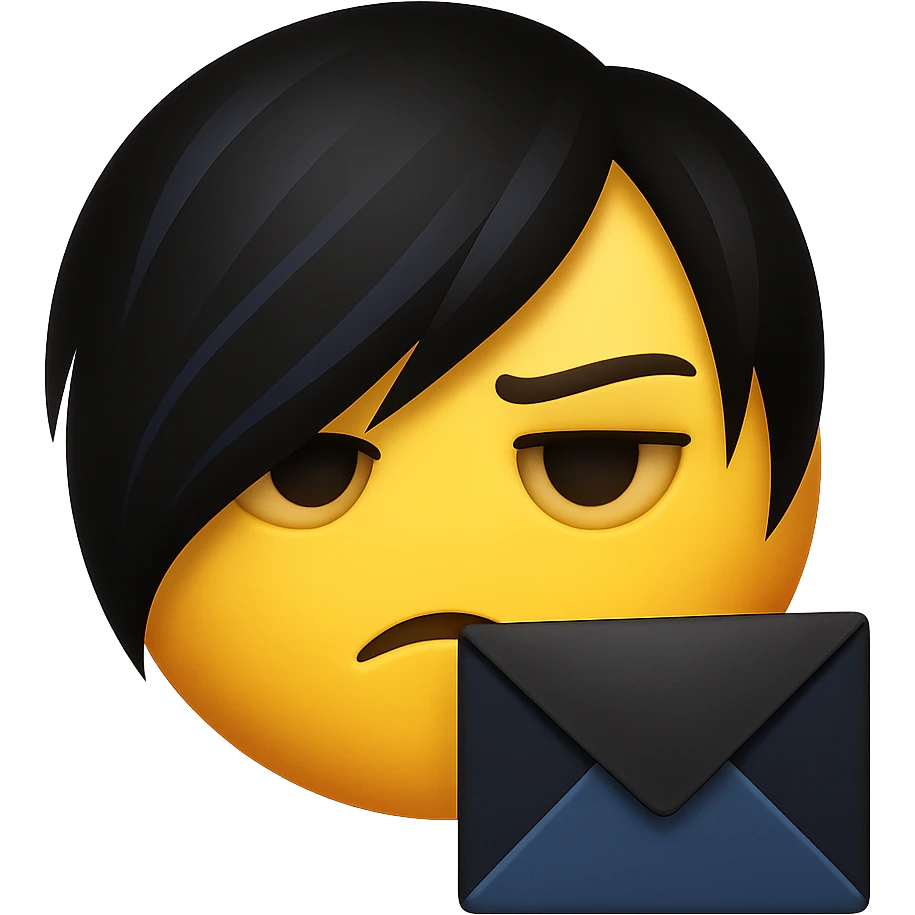 emo emoji, black and blue envelope, mysterious, no background emoji