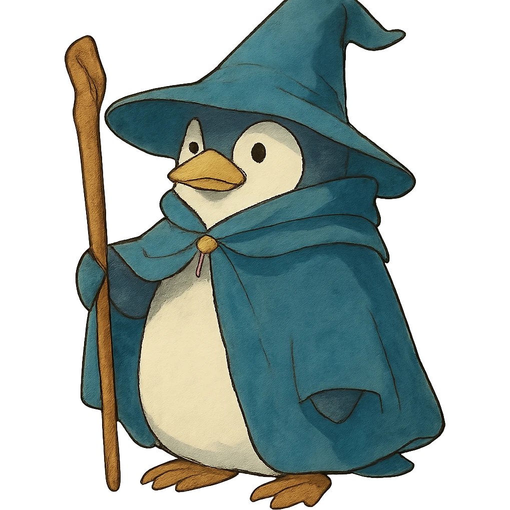 ghibli style penguin wizard emoji
