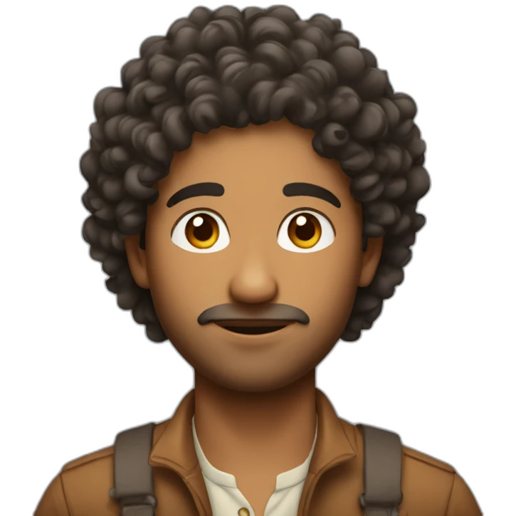 Indian guy with curly hair on top emoji