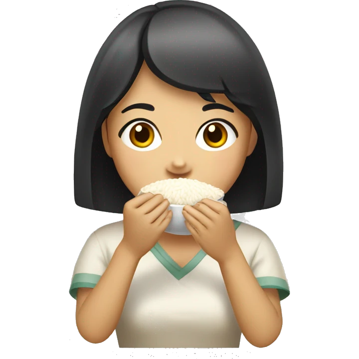 asian girl eating rice  emoji
