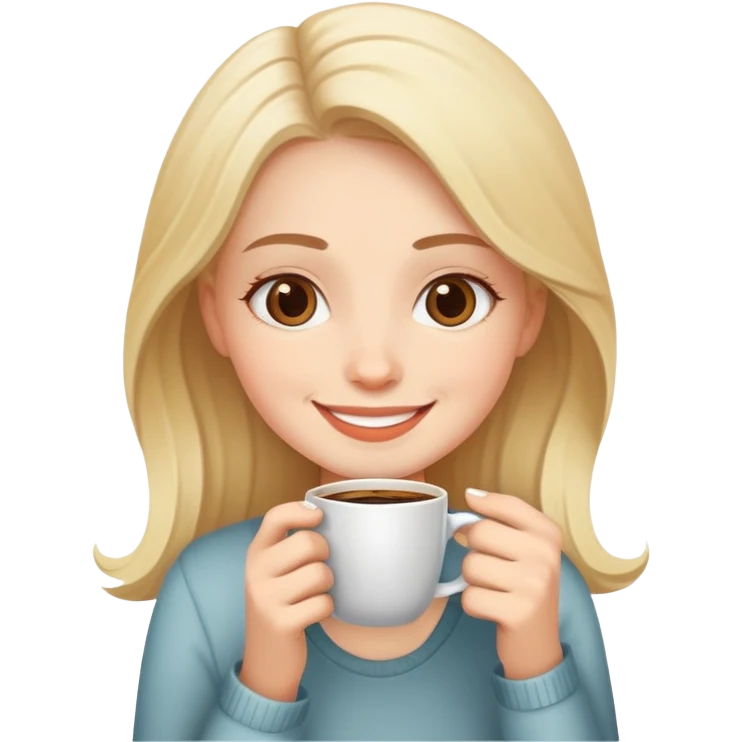 smiling girl drink coffee emoji