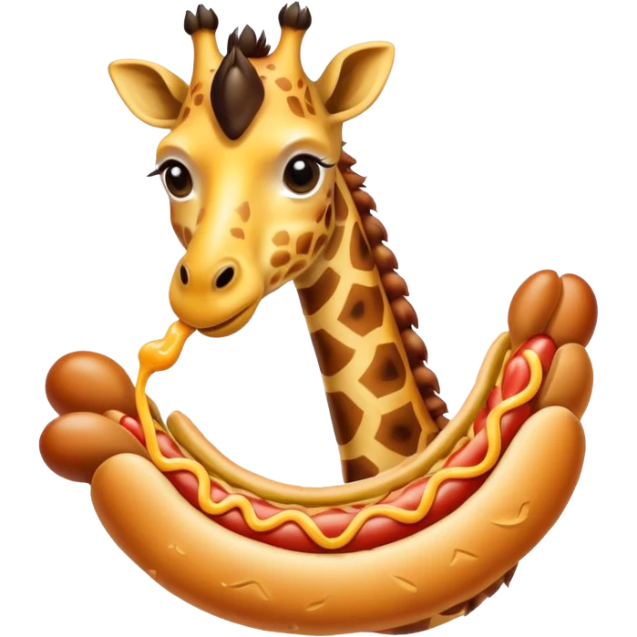 Giraffe eats hotdog emoji
