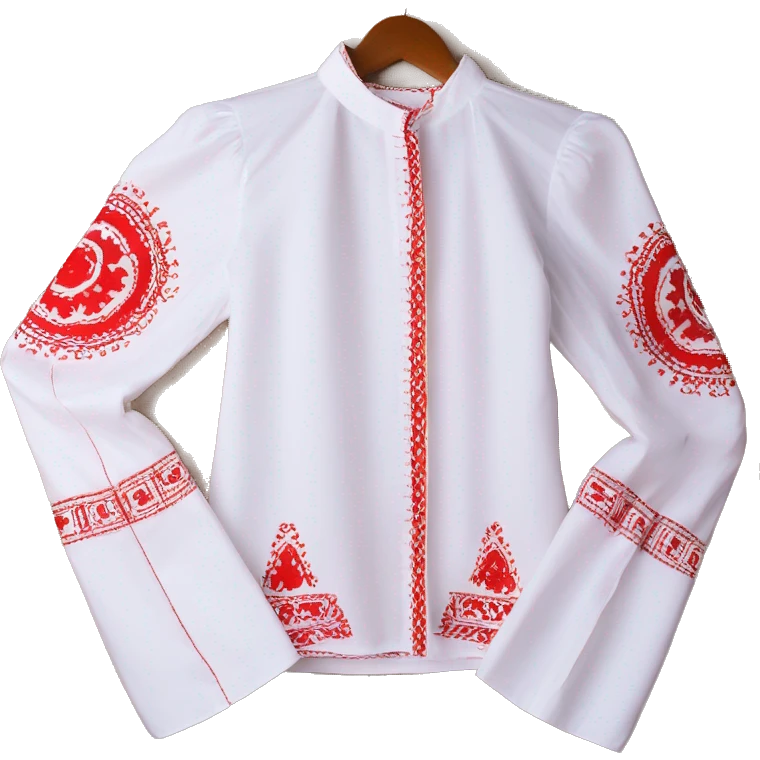 Long sleeve Blouse vyshyvanka, white with red embodiary on sleeves emoji