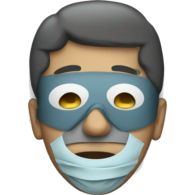 A man have mask and sleeping on bed emoji