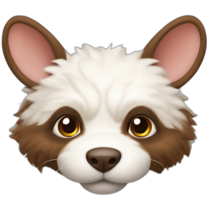 Perra de raza ratonero bodeguero con grandes orejas peludas de punta, con manto blanco y manchas marrones en la cabeza emoji