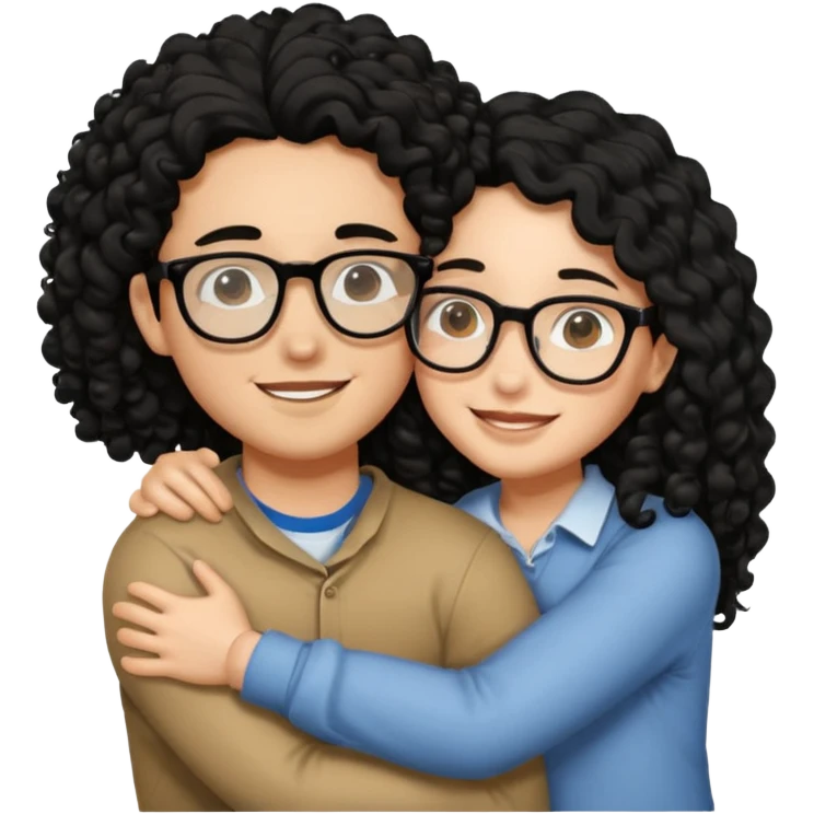 ok use the first photo on last row u sent but make me look 18 and long black curly hair and glasses make us hug each other emoji