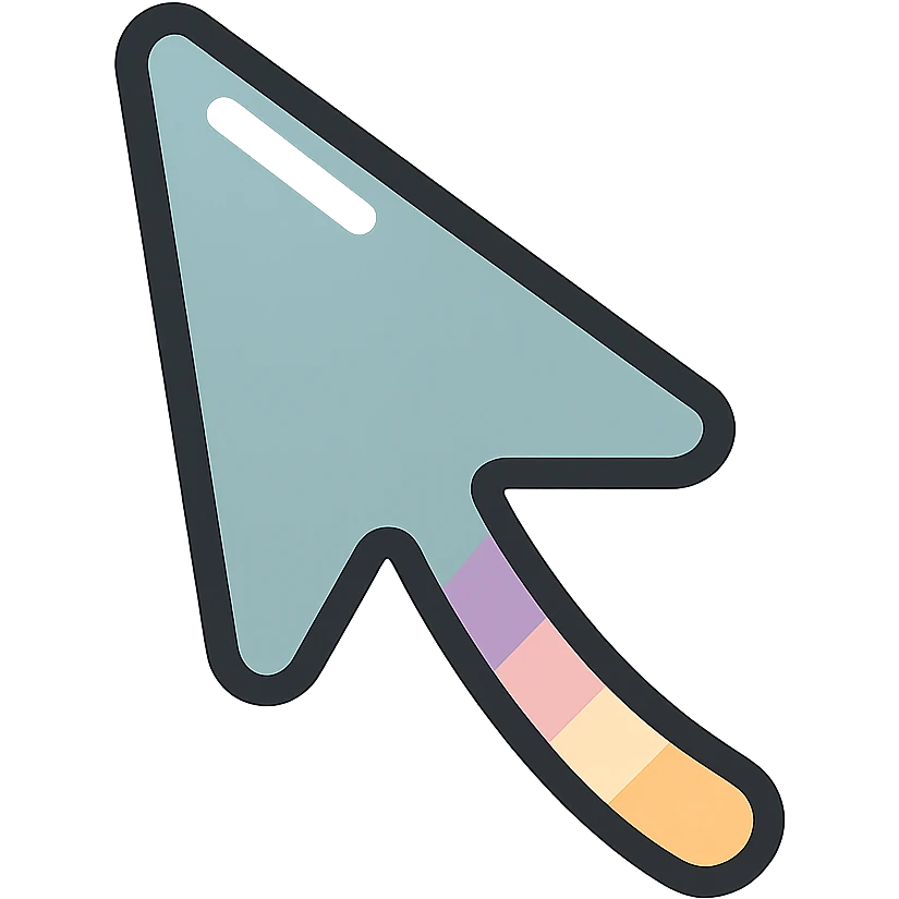 mouse cursor arrow with slight curve, icon-color-outlined style, thin clean outlines, soft rounded shapes, pastel palette #98B5BC, #B5B3C1, #C9A3C9, #E4C0CA, #F7DCD1, #F7C0AA, detailed shadows and highlights, soft lighting, transparent background emoji