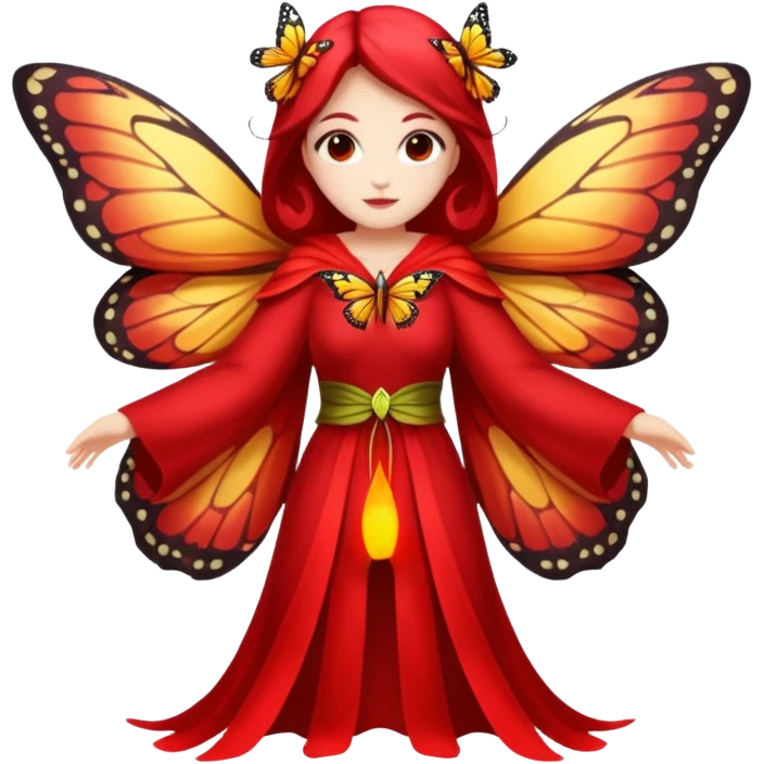 nature spirit woman dressed as butterfly herald red, wing sleeves spread emoji