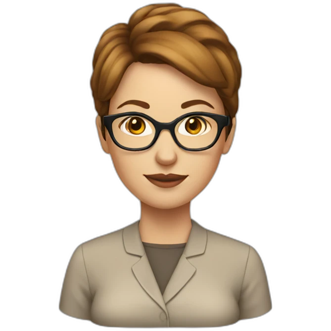 white woman with brown shorter hair and glasses emoji