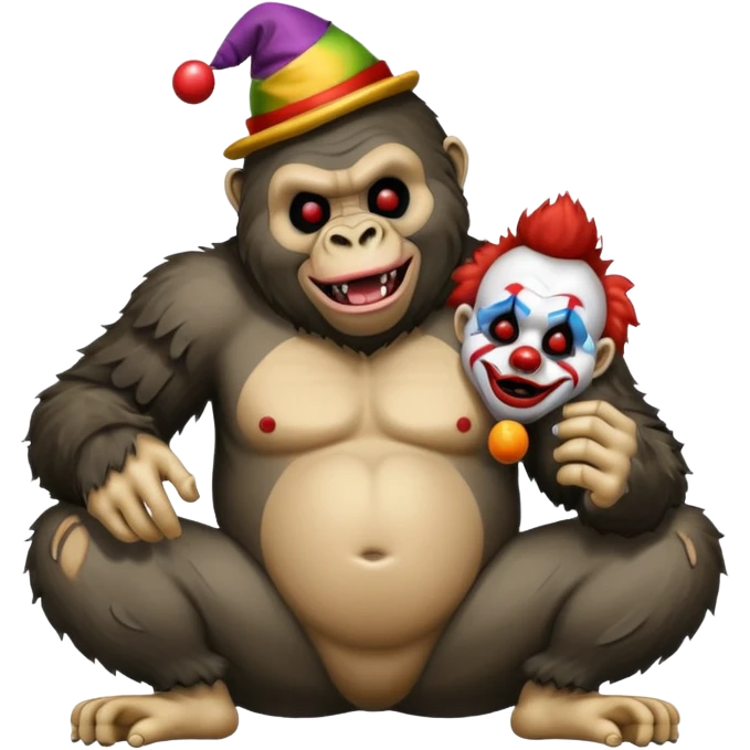 a gorilla eating a clown  emoji