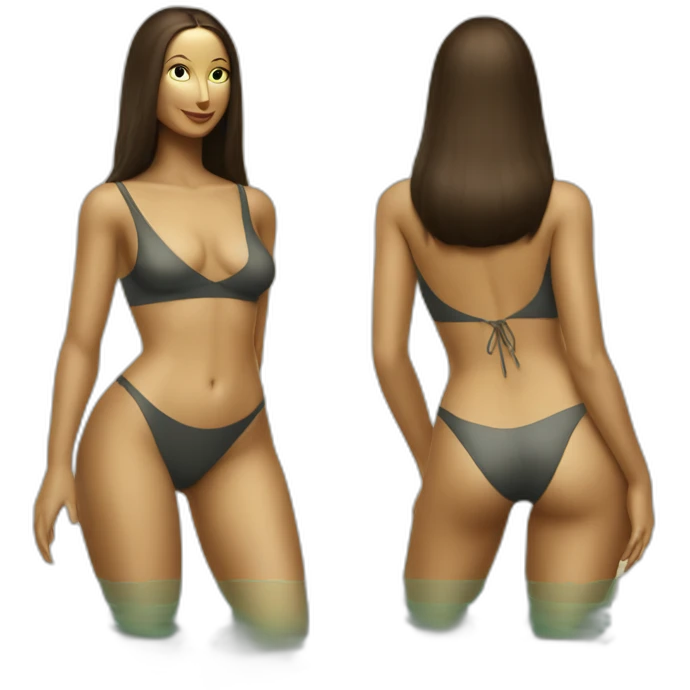 sexy mona lisa back on high heels swimming suit long legs posing emoji