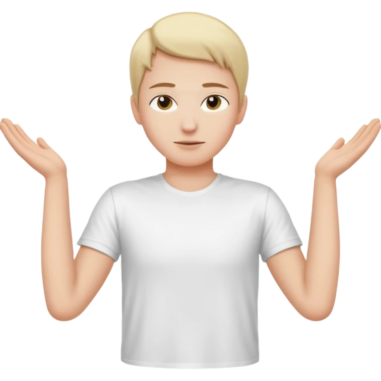 Una persona con los brazos estirados perpendicularmente hacia ambos lados con una camiseta blanca  emoji