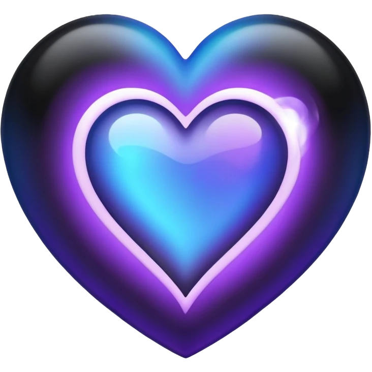 Half blue half Purple Heart with black fire emoji