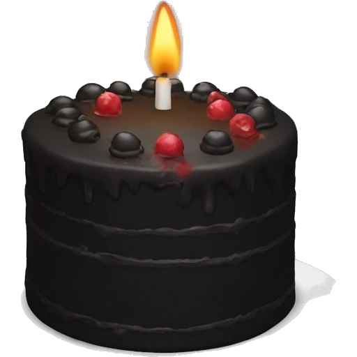 Black cake with candle emoji