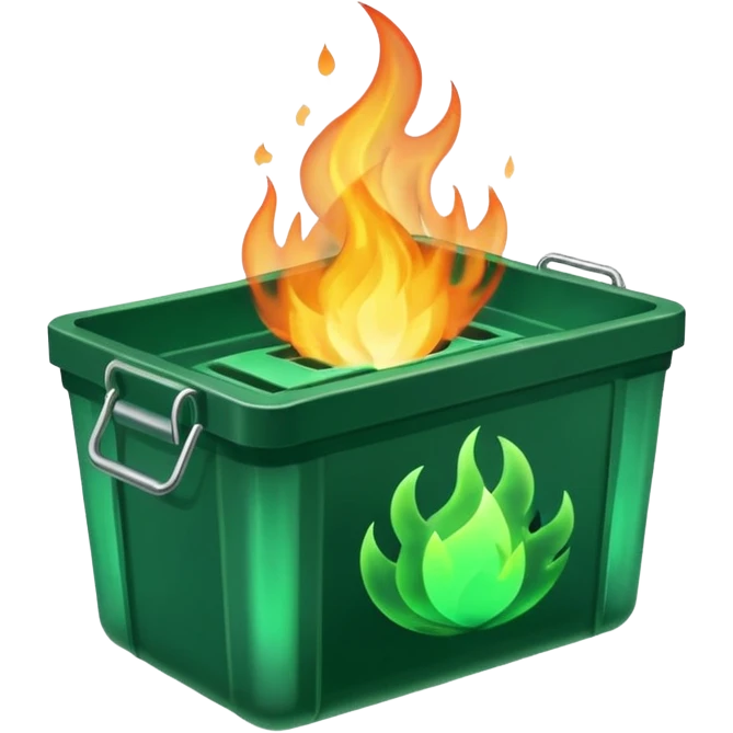 green fire in flat container emoji