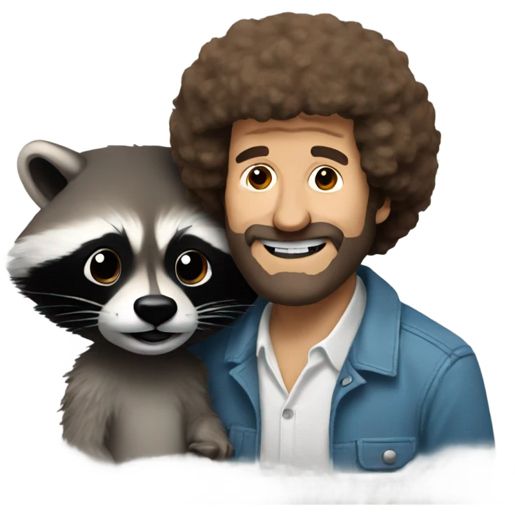 Bob Ross with a raccoon  emoji