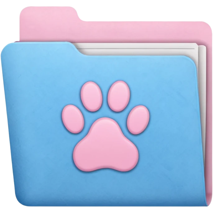 a pastel folder of documents with a pawprint on it emoji