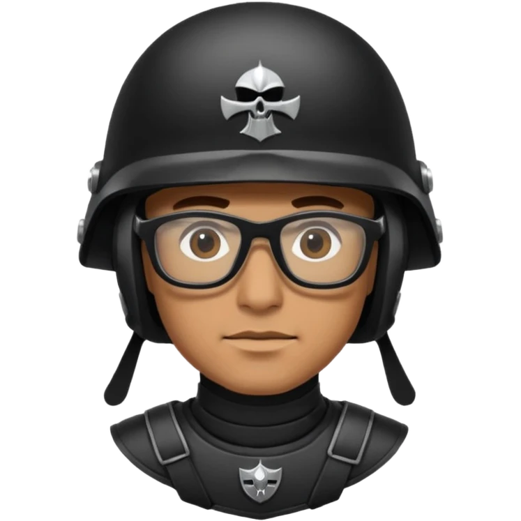 man wearing bake raider helmet and glasses emoji