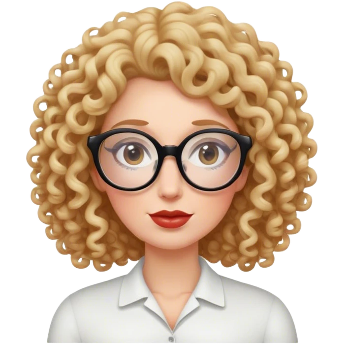 curly white woman enormous glasses emoji