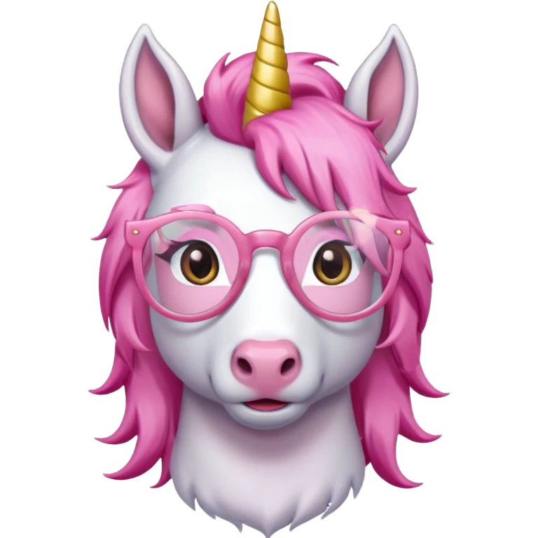 unicorn with glasses and pink hair emoji