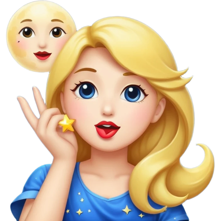 moon blowing a kiss of star sparkles emoji