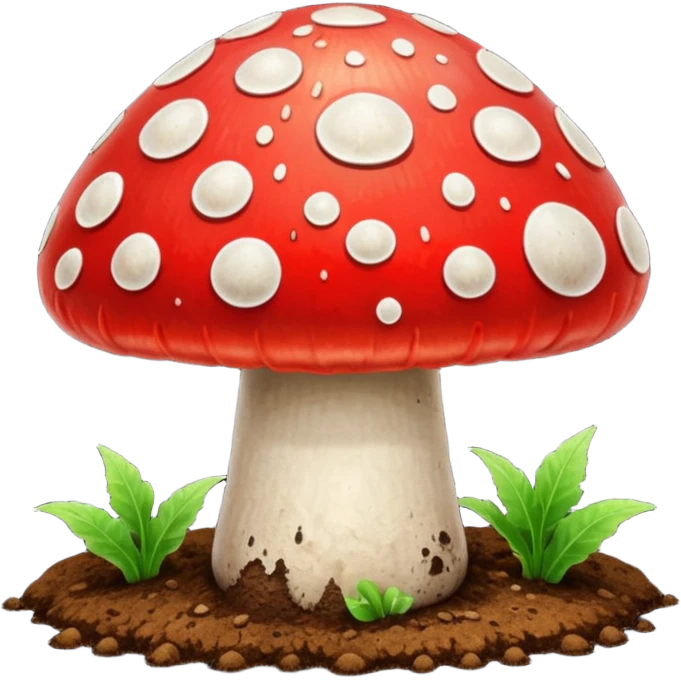 red magic mushroom with dirt emoji